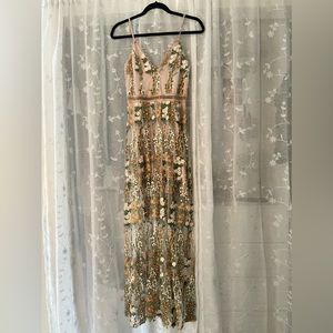 AQUA Vintage Floral Maxi Dress